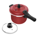 Panela De Pressão Fecho Ext 5 0l Vermelho Tampa De Vidro