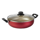 Panela Frigideira 32 Cm Tampa Vidro Antiaderente Paellera