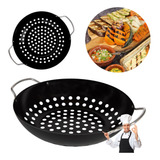 Panela Frigideira Wok 30cm Para Churrasqueira Com Alça Mor