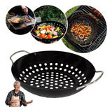 Panela Frigideira Wok 30cm Para Churrasqueira Com Alça Mor