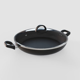 Panela Frigideira Wok Antiaderente Tampa De Vidro N 30 Cor Preto