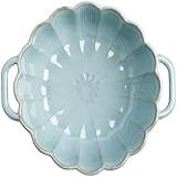 Panela Grande De Lasanha Funda Assadeira Redonda De Cerâmica Com Alça Tigela Grande De Ramen Com Alça Assadeira De Micro Ondas Refratário Assadeira De Porcelana Verde 1100ml HaoAMZ