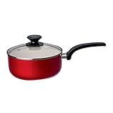 Panela Montreal 20 Cm De Alumínio Com Revestimento Antiaderente Cerâmico- Com Tampa De Vidro- Vermelha- AIM9218-VM- Euro Home