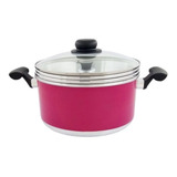 Panela Multiuso 3em1 Banho Maria Rosa Pink C Tampa Vidro
