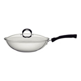 Panela Tramontina Solar Silicone Wok 28cm Aço Inox Com Tampa