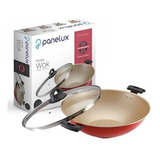 Panela Wok Com Tampa Vidro Antiaderente Premium 32cm Panelux