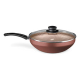 Panela Wok Flora Super Flon Alumínio Chocolate 28cm 4 3l Mta