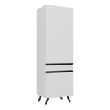 Paneleiro 2 Portas 62cm Veneza Multimóveis V3739 Cor Branco preto