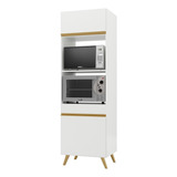 Paneleiro 2 Portas Para Forno E Microondas Veneza Gw Multimóveis Branco dourado