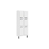 Paneleiro Armário Alto 195 Cm Organizador 6 Portas 6 Prateleiras Cozinha Modulada Itatiaia Branco
