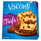 Panettone Com Gotas De Chocolate Recheio Trufa Visconti Caixa 450g