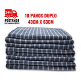 Pano De Chão Alvejado Atacado Limpeza Xadrez Grande Kit 10 U