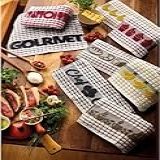 Pano De Copa Estampa Gourmet Teka 100 Algodão Kit Com 6 Peças Tamanho 0 42 X 0 63