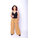 Pantalona Cargo Tecido Linho