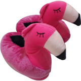 Pantufa 3d Flamingo Com Solado Emborrachado E Antiderrapante