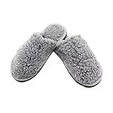 Pantufa Adulto Lã De Ovelha Antiderrapante Chinelo De Quarto Cinza BR Adulto Numérico 35