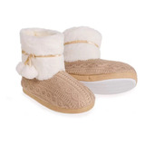 Pantufa Botinha De Inverno Antiderrapante Pompons