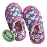 Pantufa Chinelo De Quarto Infantil Feminia Corações
