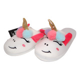 Pantufa Chinelo Unicórnio 3d Solado De Borracha