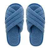 Pantufa Feminina Azul Cabedal