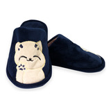 Pantufa Gatinho Infantil Azul