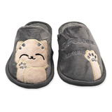 Pantufa Gatinho Infantil Cinza