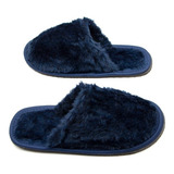 Pantufa Pelúcia Azul Marinho Premium Chinelo De Quarto