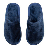 Pantufa Pelúcia Azul Marinho Premium Chinelo De Quarto