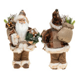 Papai Noel 40cm Boneco Luxo Decoracao Natalina Enfeite Bege