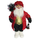Papai Noel Casaco Pele Vermelho Luxo Boneco Natal 46cm 21010