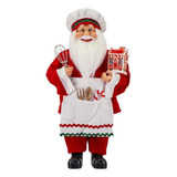 Papai Noel Confeiteiro Gourmet Vermelho Com Avental 40cm
