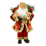 Papai Noel Grande Casaco Xadrez Vermelho Luxo 60cm Cor Marrom