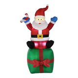 Papai Noel Inflável Caixa De Presente Com Led Enfeite Natal