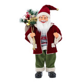 Papai Noel Saco Presentes 60cm Calça Verde Casaco Vinho