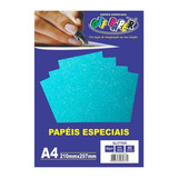 Papel A4 De Glitter Com 5 Folhas De 180g Cores Diversas Cor Azul