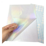 Papel Adesivo Holográfico Vinil Clear Transparente A4 50fls