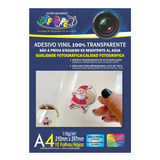 Papel Adesivo Transparente 150g P Impressão A4 10 Folhas