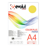 Papel Color Plus Folha A4 180g Marca Evolut Massa Colorida Pacote 50 Und Alta Qualidade Cor Amarelo Ouro