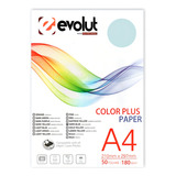 Papel Color Plus Folha A4 180g Marca Evolut Massa Colorida Pacote 50 Und Alta Qualidade Cor Azul Claro