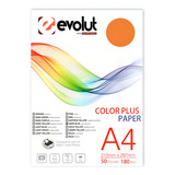 Papel Color Plus Folha A4 180g Marca Evolut Massa Colorida Pacote 50 Und Alta Qualidade Cor Laranja