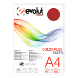 Papel Color Plus Folha A4 180g Marca Evolut Massa Colorida Pacote 50 Und Alta Qualidade Cor Vermelho