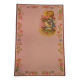 Papel De Carta Antigo Menina E Flores Lote 5 Folhas Vintage