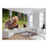 Papel De Parede 3d Animais Urso Três Filhotes 3m Anm573
