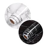 Papel De Parede 5 METROS X 60CM Adesivo Autocolante Marmore Brilhante Envelopamento Mesa Vidro Moveis -Branco-