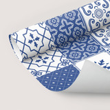 Papel De Parede Adesivo Banheiro Azulejo Azul Português 1m
