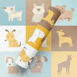 Papel De Parede Adesivo Desenho Infantil Pet Xadrez 10m