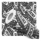 Papel De Parede Adesivo Fita Cassete Retro Preto Branco 2 5m