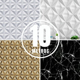 Papel De Parede Adesivo Geométrico 3d Lavável 10 Metros