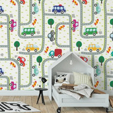 Papel De Parede Adesivo Infantil Carrinhos Quarto Menino