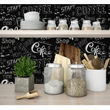 Papel De Parede Adesivo Lavável Cozinha Área Gourmet Café